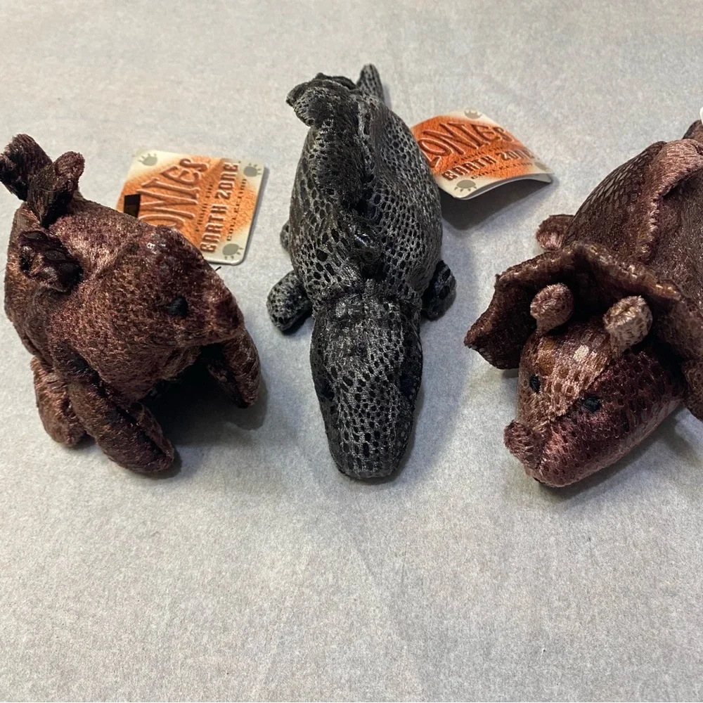 Vintage Zonies Earth Zone Collection Dinosaurs Plush Stego Tyrone Dimi 1996 NWT